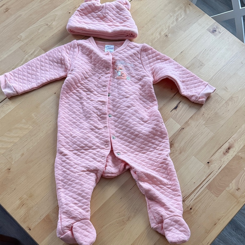 Cozy Pink Quilted Footie with Hat